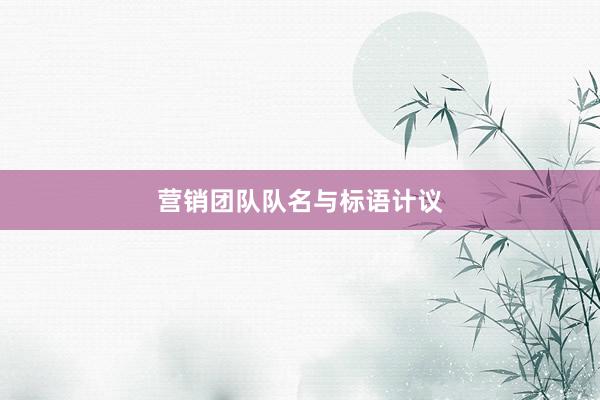 营销团队队名与标语计议